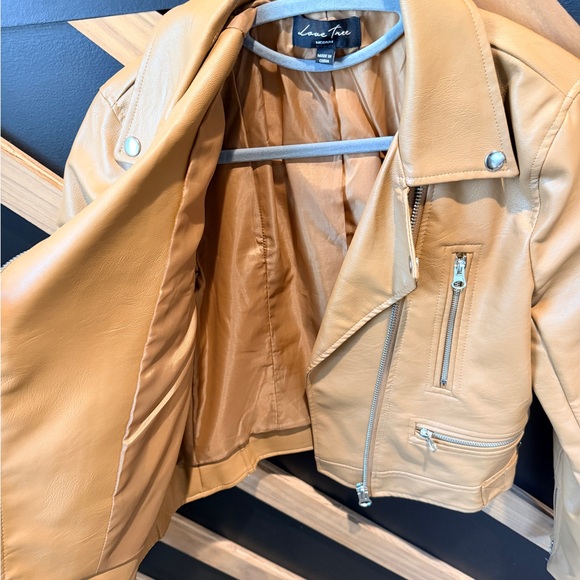 Love Free Tan Leather Moto Jacket - Picture 3 of 4